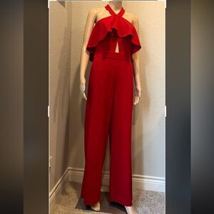 Vintage Bebe red wide leg jumpsuit